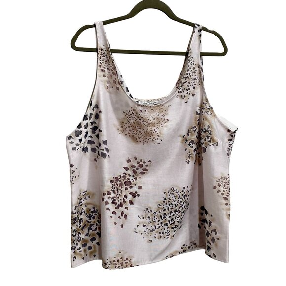 NEW Courtney Washington Women’s Linen Blend Leopard Print Tank Top 2X - Picture 1 of 8